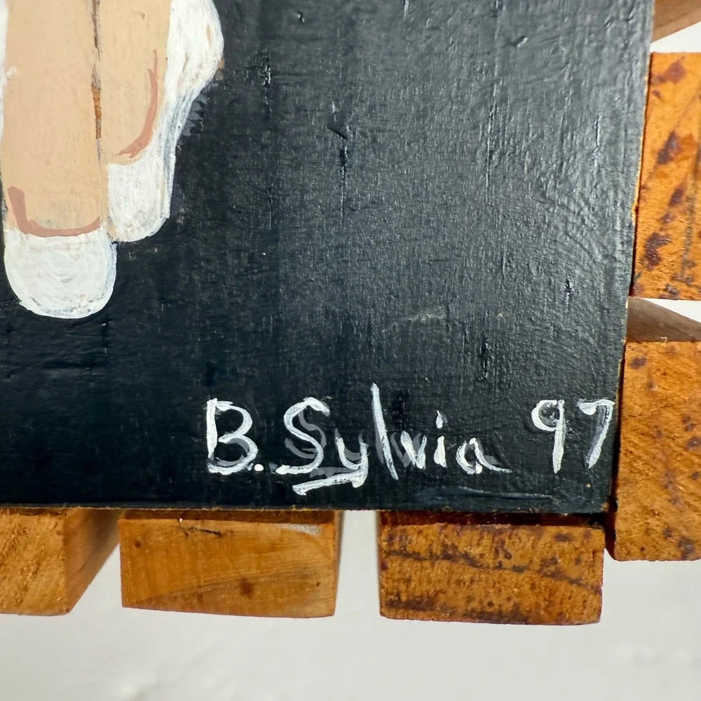 Vintage hand painted ballerinas B. Sylvia Wooden Crate caddy box Planter 1997